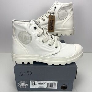 NEW PALLADIUM Womens US (8.5) Pampa Hi White Vegan‎ Canvas Chunky Hightop NIB